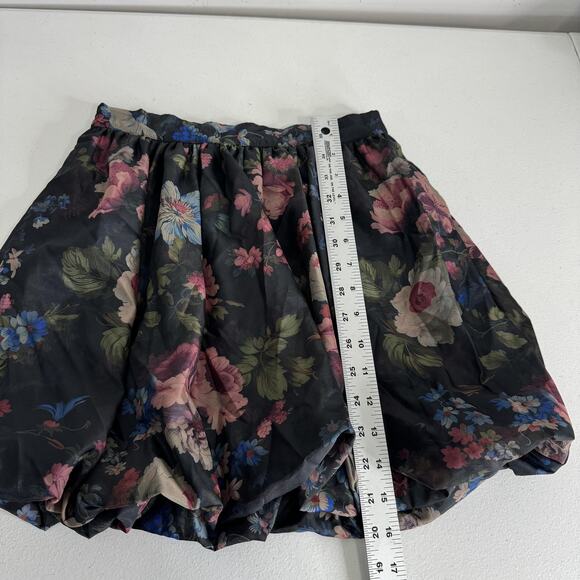 By Anthropologie Bubble Mini Skirt Womens XXS Black Dark Floral Fairy Whimsigoth - Picture 9 of 11